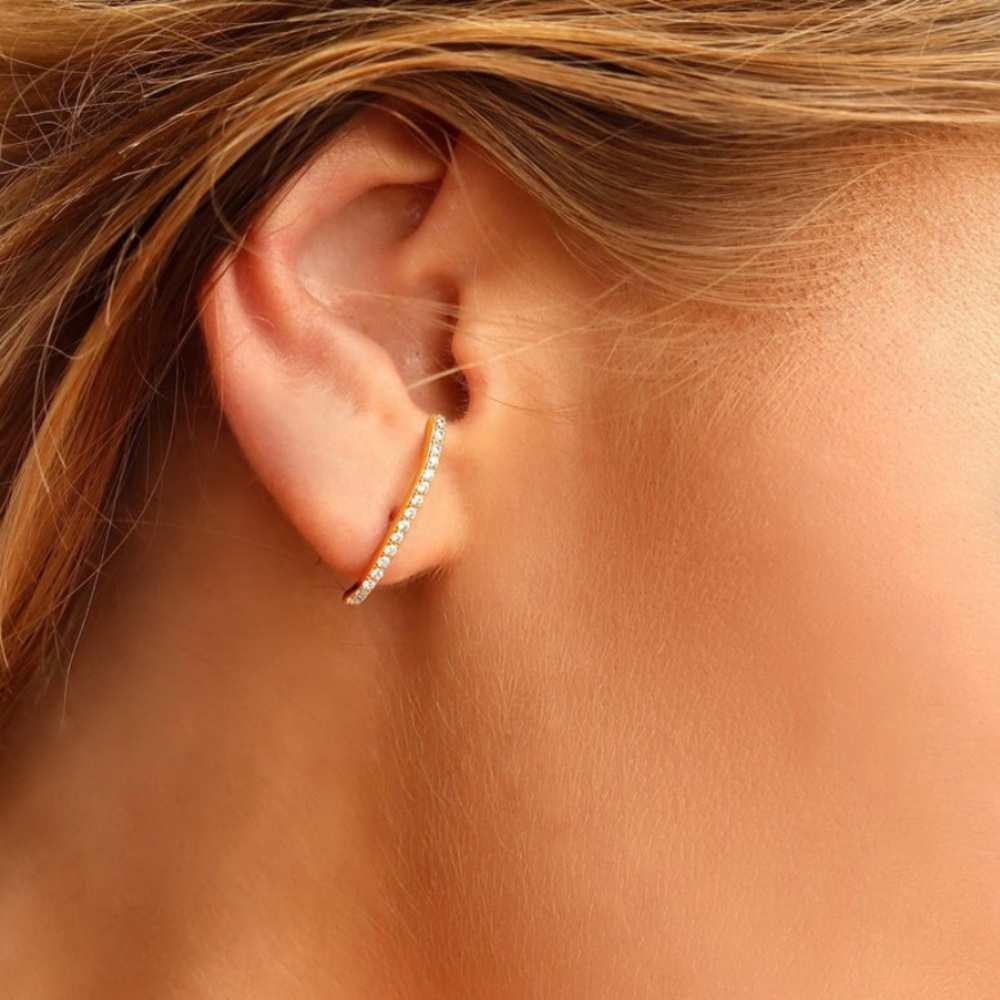celeste - pave suspender lobe cuff earrings